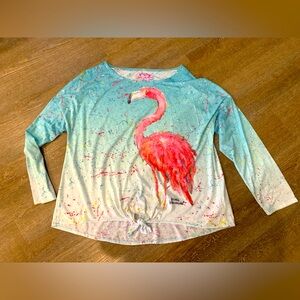 Leona Lovegrove Colorful Flamingo Long Sleeve Top size XL